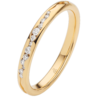Obrączka ślubna złoto próba 585, diamenty 0.13 ct, 11-02999