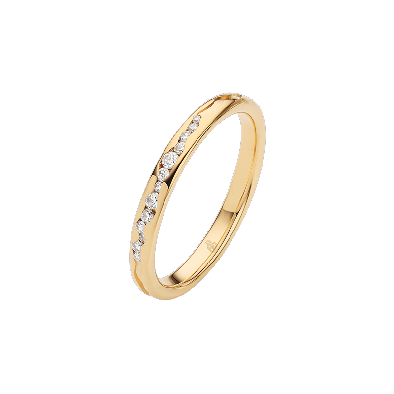 Obrączka ślubna złoto próba 585, diamenty 0.13 ct, 11-02999