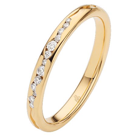 Obrączka ślubna złoto próba 585, diamenty 0.13 ct, 11-02999
