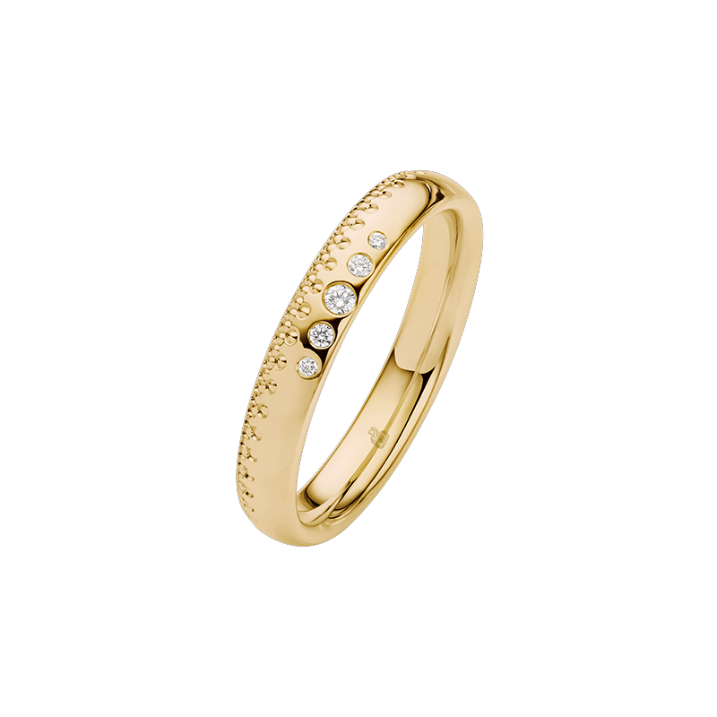 Obrączka ślubna złoto próba 585, diamenty 0.05ct, 11-03979
