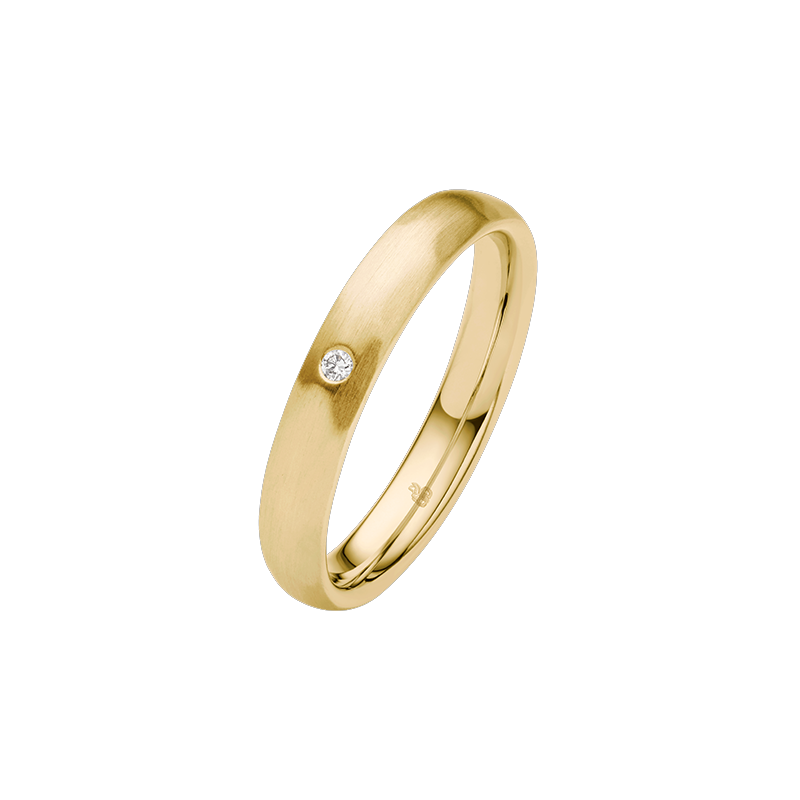 Obrączka ślubna złoto próba 585, diamenty 0.01 ct, 11-04436