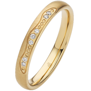 Obrączka ślubna złoto próba 375, diamenty 0.0375 ct, 11-03523