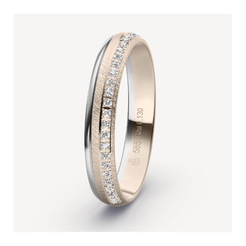 Obrączka ślubna złoto próba 585, diamenty 0.13 ct, 73-50035