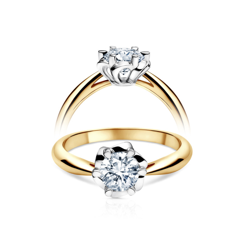 Pierścionek złoty Lily próby 585 z brylantem o masie 0,24 ct