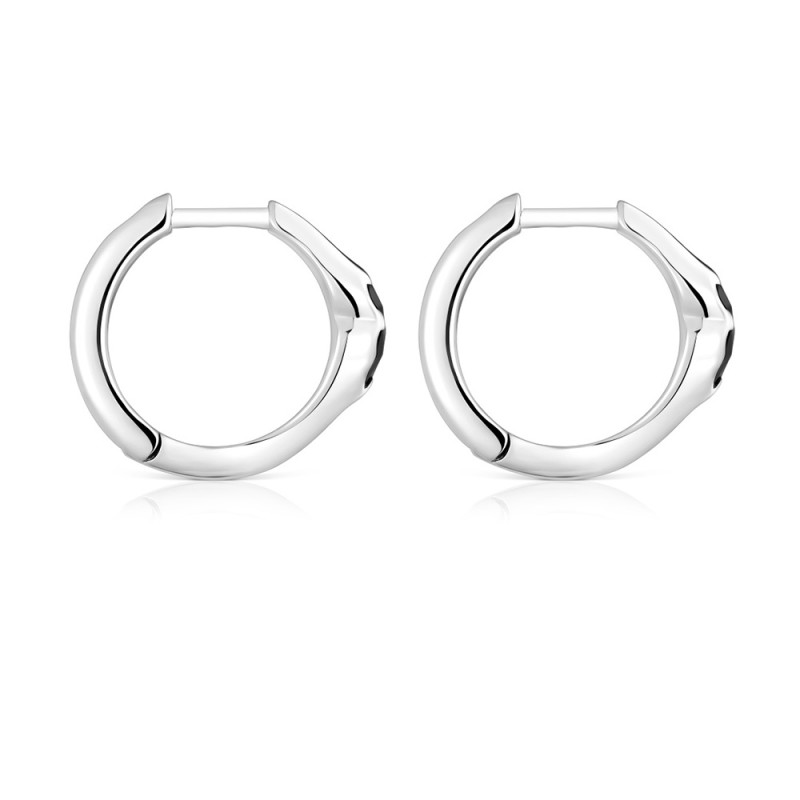 Kolczyki kreolki 10 mm ze srebra z motywem misia z onyksu TOUS Icon Color