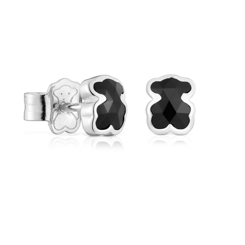 Kolczyki 6 mm ze srebra z misiem z onyksu TOUS Icon Color