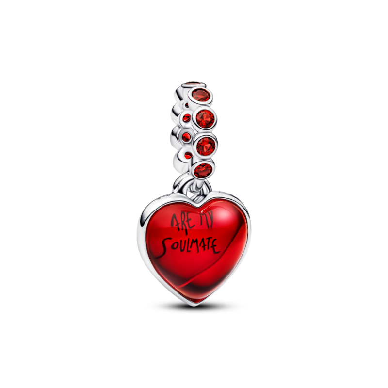 Podwójny charms-zawieszka Serce z czerwonego szkła Murano 794429C01 Ag 925