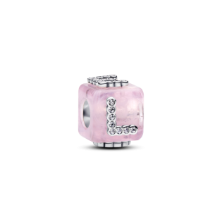 Charms z różowego szkła Murano Kostka miłości 794433C01 Ag 925