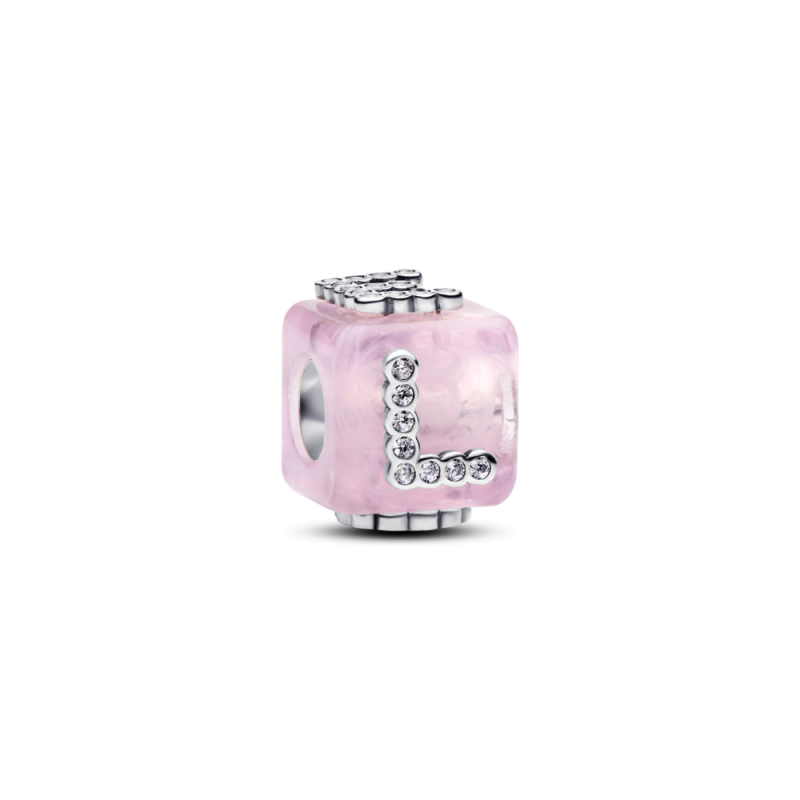 Charms z różowego szkła Murano Kostka miłości 794433C01 Ag 925