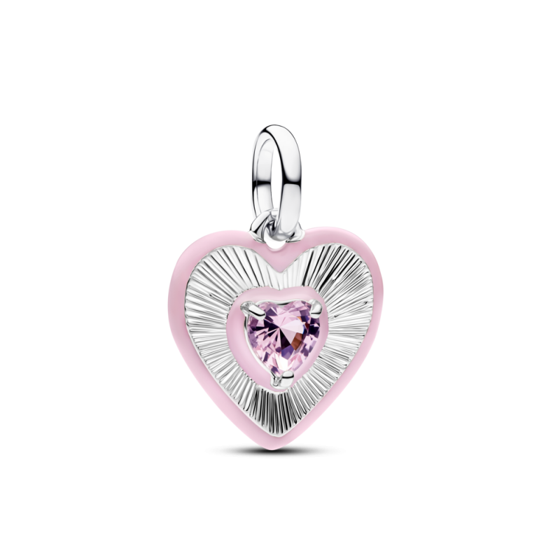 Charms-medalion Lśniące różowe serce PE 794409C01 Ag 925