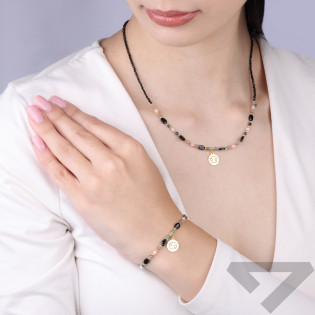 Naszyjnik znak zodiaku Rak z kamieniami naturalnymi srebro 925 koloru złotego