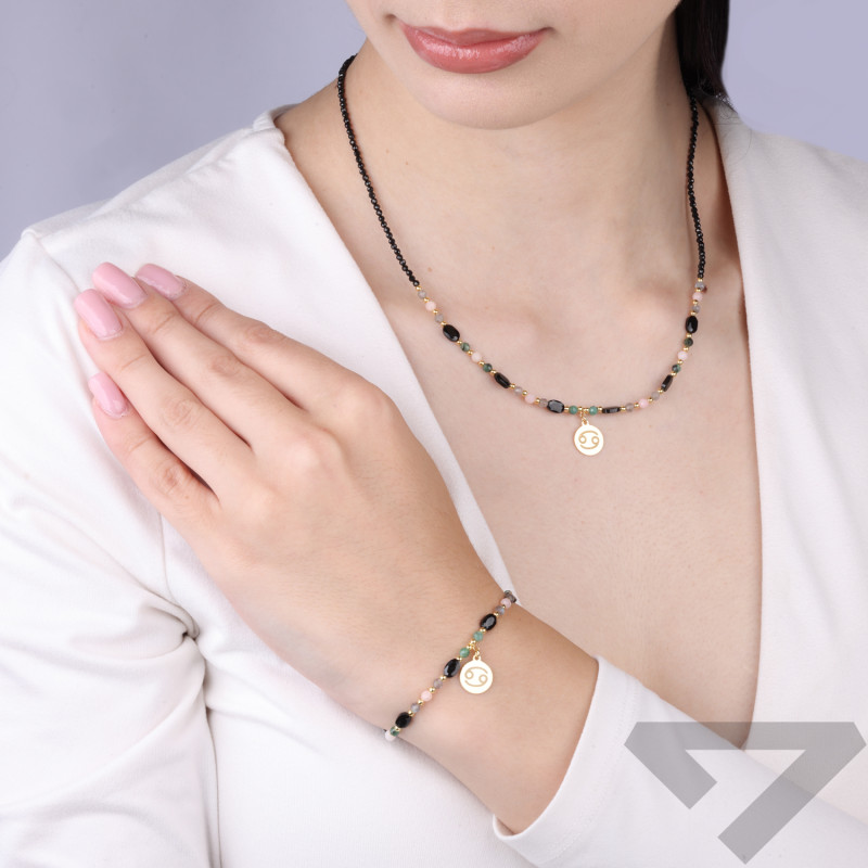 Naszyjnik znak zodiaku Rak z kamieniami naturalnymi srebro 925 koloru złotego