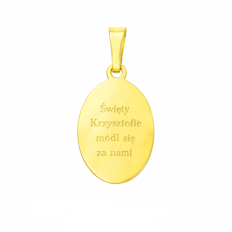 Medalik pozłacany Święty Krzysztof - Patron Kierowców - JubilerSezam.pl