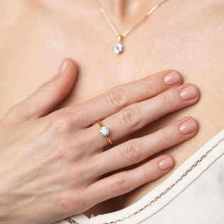 Pierścionek z diamentem laboratoryjnym Bell 0,51 ct, złoto 585