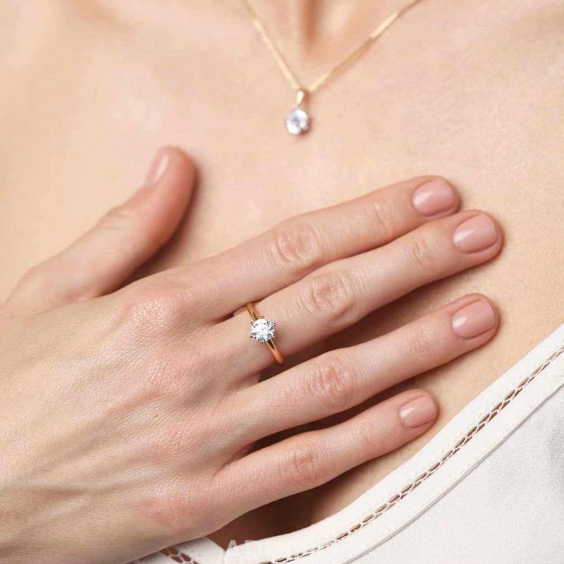 Pierścionek z diamentem laboratoryjnym Bell 1,02 ct, złoto 585