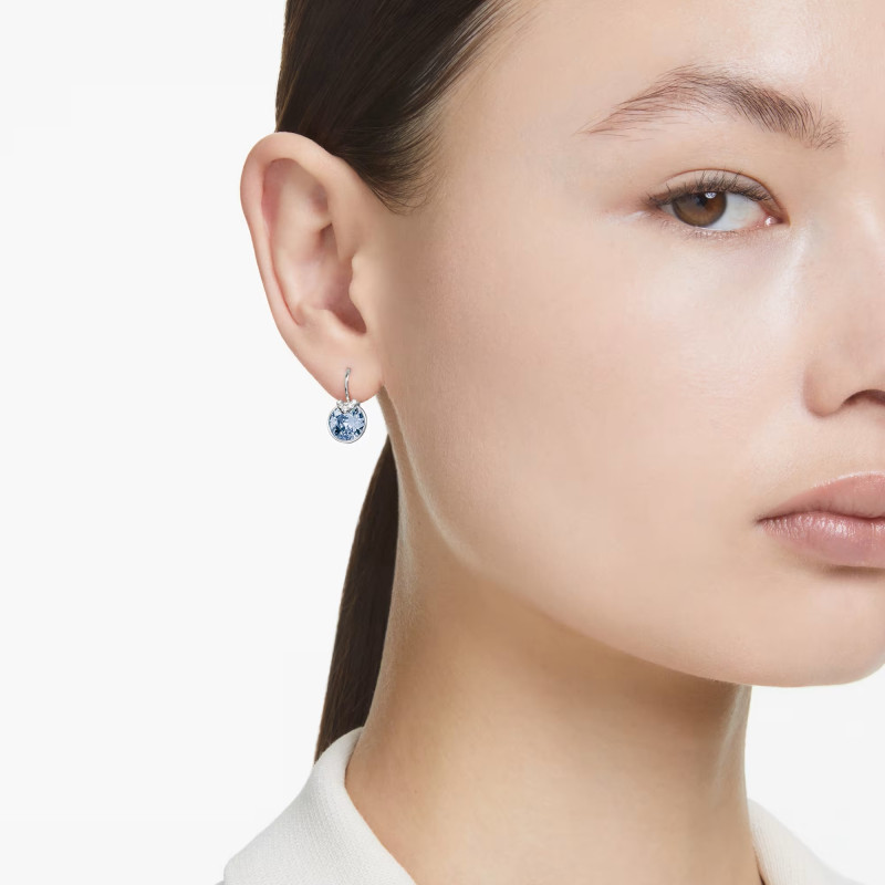 Kolczyki stalowe Swarovski Bella V z niebieskim kryształem