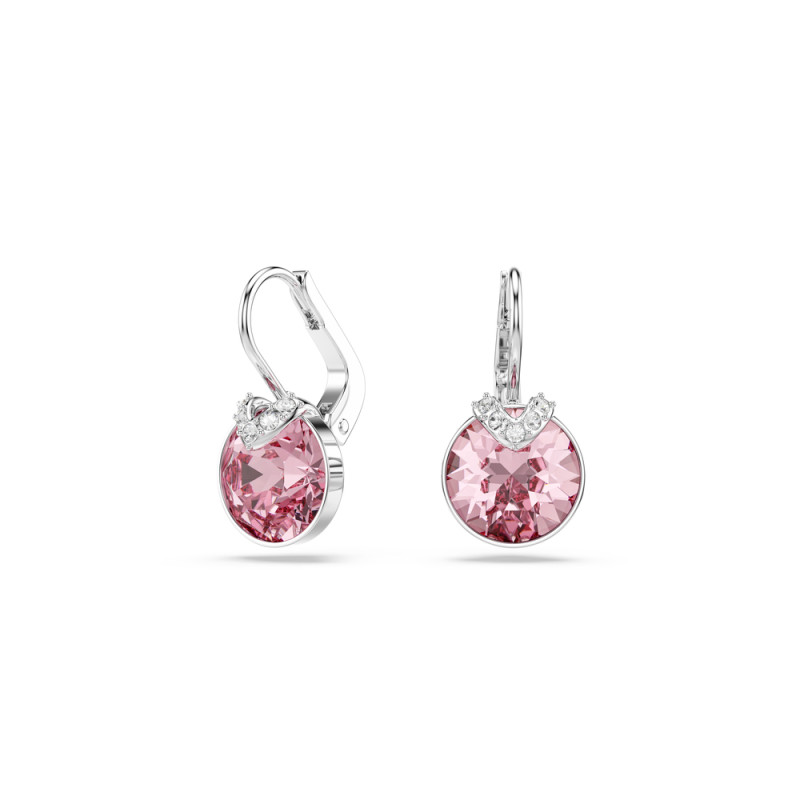 Kolczyki stalowe Swarovski Bella V z kryształem różowym