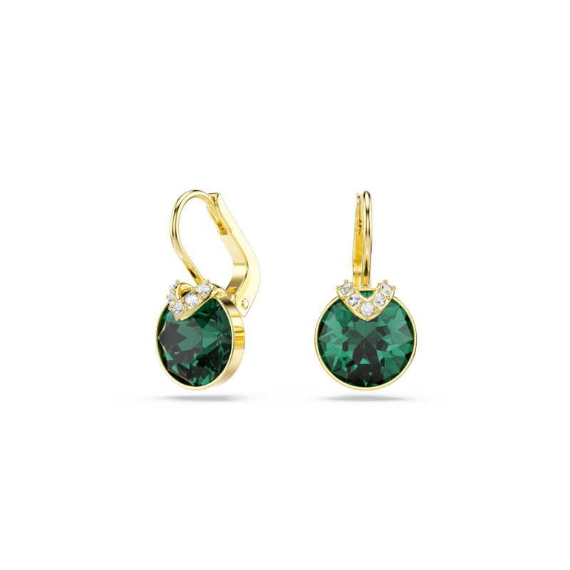 Kolczyki stalowe Swarovski Bella V z zielonym kryształkiem