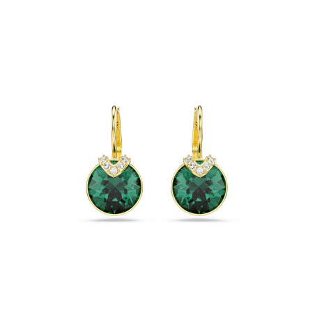 Kolczyki stalowe Swarovski Bella V z zielonym kryształkiem