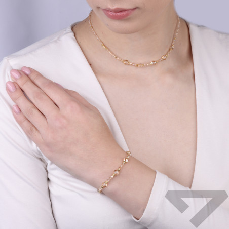 Bransoletka z topazami gold fasetowanymi i kryształkami Swarovski, zapięcie ze srebra 925