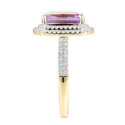 Pierścionek z ametystem 2,85 ct i diamentami 0,43 ct, złoto 585