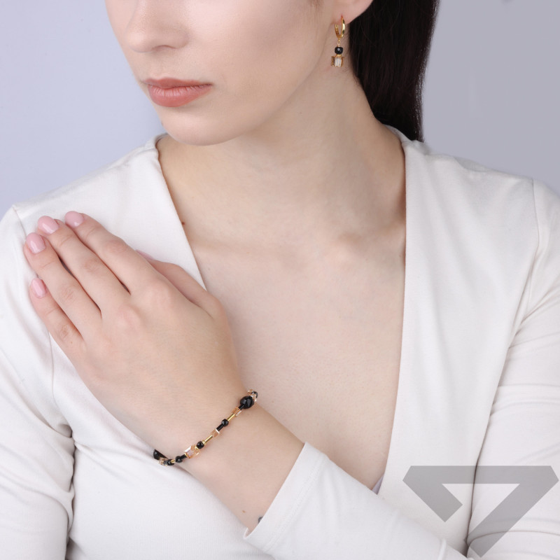 Bransoletka z czarnymi spinelami i kryształkami Swarovski
