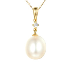Wisiorek z perłą i diamentem 0,03 ct, złoto 585
