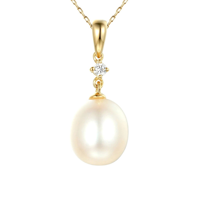 Wisiorek z perłą i diamentem 0,03 ct, złoto 585