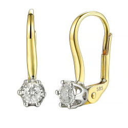 Kolczyki ROYAL z diamentami 0,17 ct, złoto 585