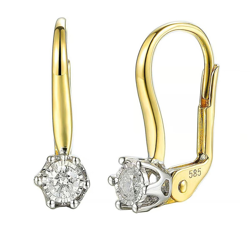 Kolczyki ROYAL z diamentami 0,16 ct, złoto 585