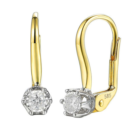 Kolczyki ROYAL z diamentami 0,10 ct, złoto 585