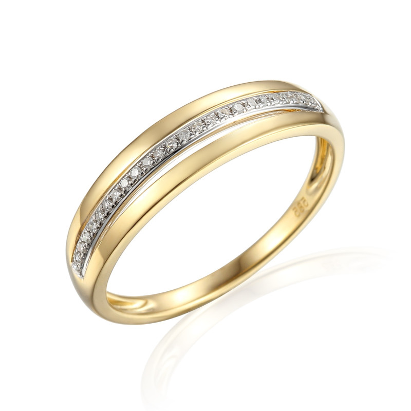 Pierścionek Line z diametnami 0,08 ct, złoto 585
