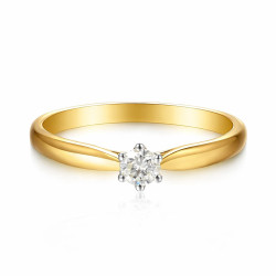 Pierścionek Soliter z diamentem laboratoryjnym 0,32 ct, złoto 585