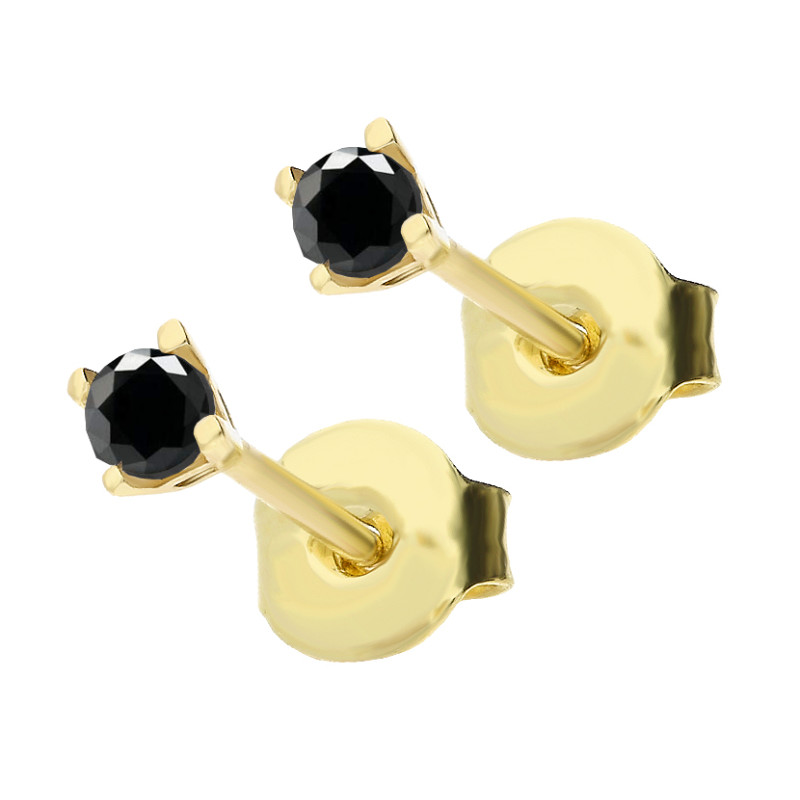 Kolczyki złote próba 375 z czarną cyrkonią 2,5 mm