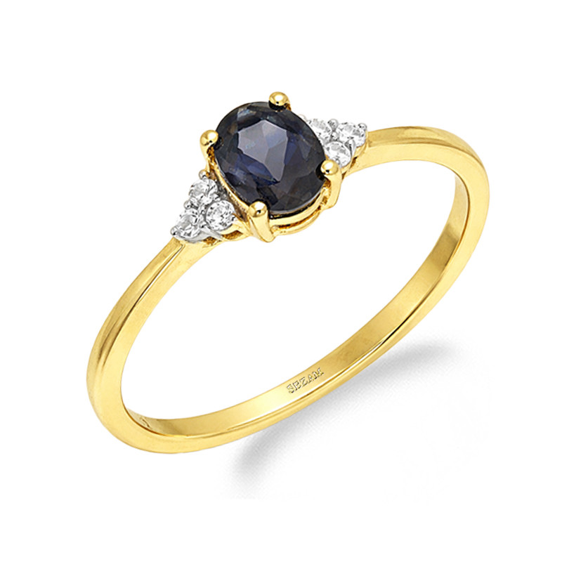 Pierścionek z topazem London 0,90 ct i diamentami 0,10 ct, złoto 585