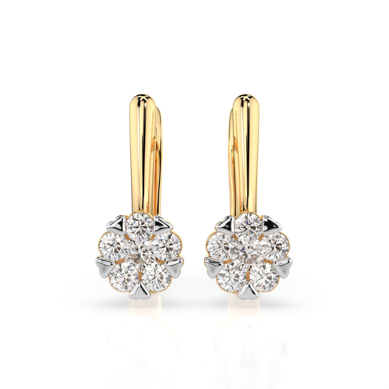 Kolczyki Iluzja z diamentem 0,12 ct — złoto 14k żółte | Jubiler Sezam