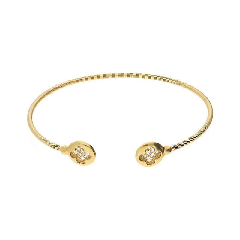 Bransoleta bangle koniczyna marokańska z cyrkoniami nr RT BIG bangle sprężynka próba 925