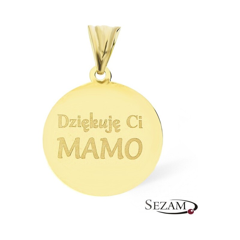 Zawieszka złota drzewko z tyłu Dziekuję Ci Mamo nr S3 KLK-10-1 laser próba 585