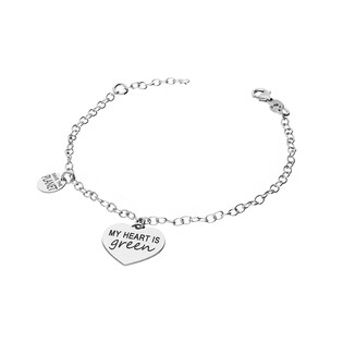 Srebrna Bransoletka My Heart Is Green Rolo pr. 925 - JubilerSezam.pl