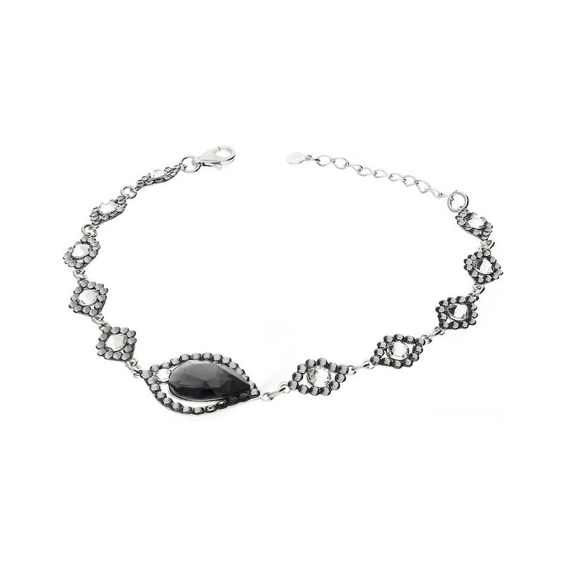 Srebrna Bransoletka Grace Swarovski Szare Kryształy pr. 925 - JubilerSezam.pl