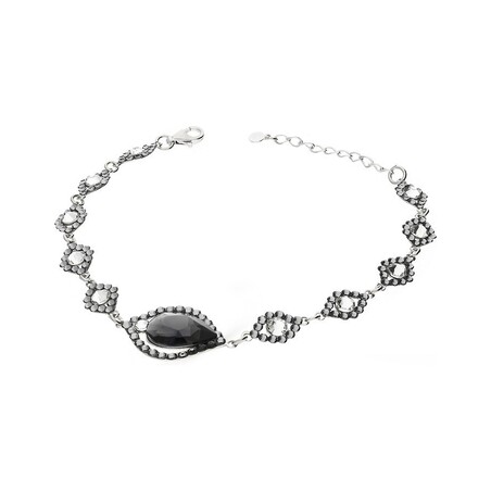 Srebrna Bransoletka Grace Swarovski Szare Kryształy pr. 925 - JubilerSezam.pl