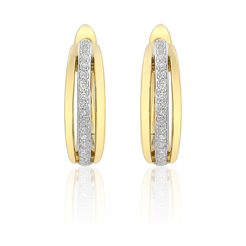 Kolczyki złote Line z diamentami 0,08 ct, złoto 585