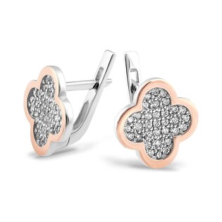 Kolczyki koniczyna mar.cyrkonie-ang.zap PX 458_AU375 blaszka rose Sezam - 1