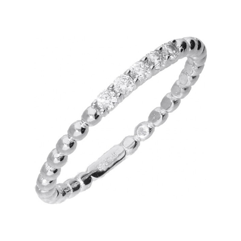 Pierścionek RINGS cyrkonia x5 szyna bead AR 5201-W-FCZ próba 585 Sezam - 1