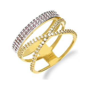Złoty pierścionek Rings z cyrkoniami NB 501247 próba 585 Sezam - 1