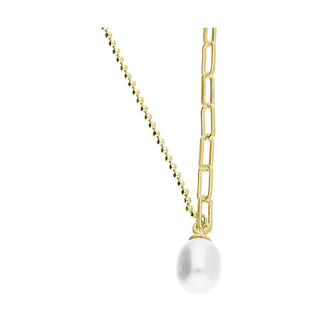 Naszyjnik pozłacany z owalną perłą/anker+bead A6 07486306-00 próba 925