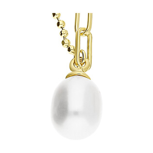 Naszyjnik pozłacany z owalną perłą/anker+bead A6 07486306-00 próba 925