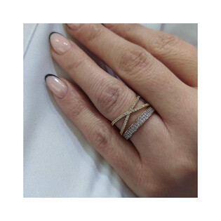 Złoty pierścionek Rings z cyrkoniami NB 501247 próba 585 Sezam - 1