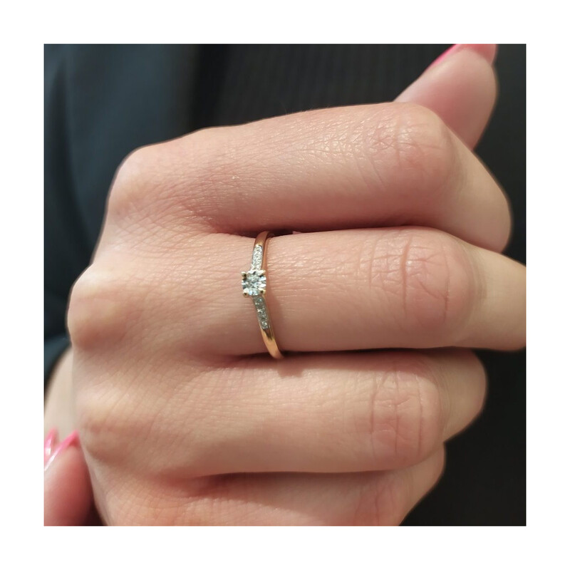 Pierścionek SOLITER 4ł bis-0,08ct AW 78035 YW próba 585